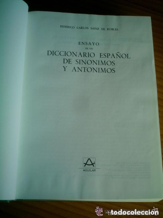 Diccionarios de segunda mano: DICCIONARIO DE SIN&Oacute;NIMOS Y ANT&Oacute;NIMOS - SAENZ DE ROBLES - 1977 - Foto 2