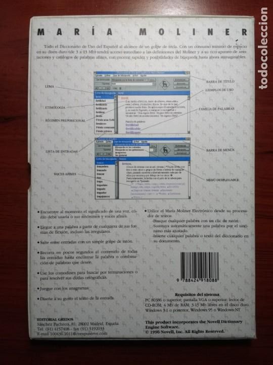Diccionarios de segunda mano: Diccionario Mar&iacute;a Moliner 1&ordf; Versi&oacute;n en CD-ROM.1996 - Foto 3
