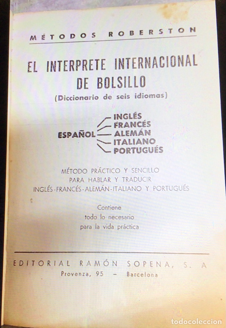 Diccionarios de segunda mano: EL INTERPRETE INTERNACIONAL. 6 idiomas. A&ntilde;o 1962 - Foto 2