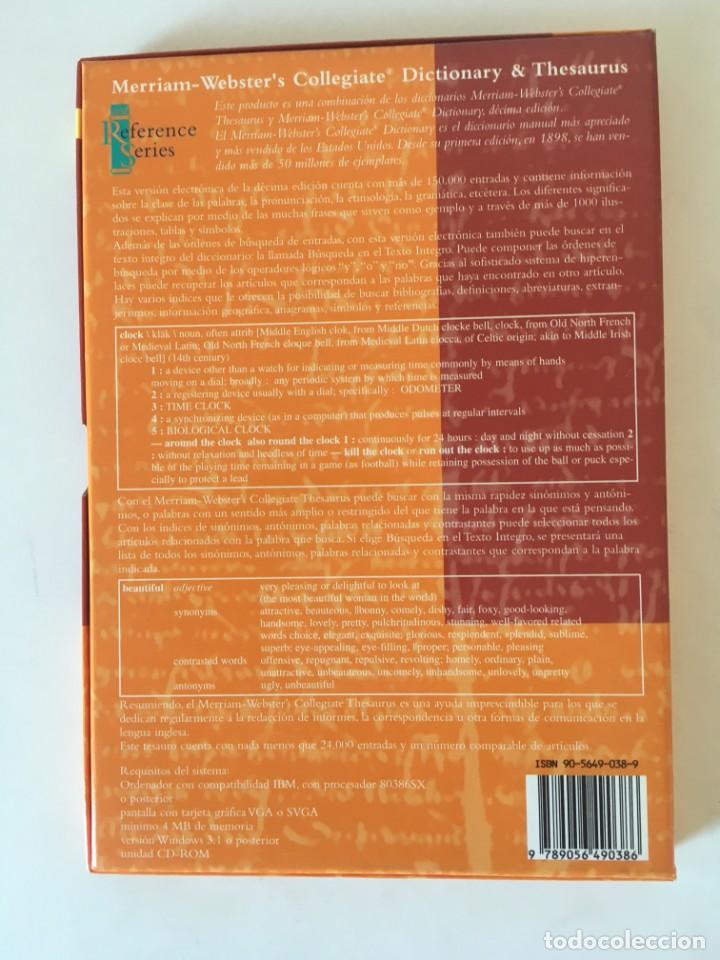 Diccionarios de segunda mano: INGL&Eacute;S. CD Merrian Websters Collegiate Dictionary & Thesaurus - Foto 2