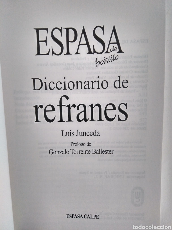 Diccionarios de segunda mano: Diccionario de refranes / Luis Junceda. Espasa de bolsillo - Foto 2