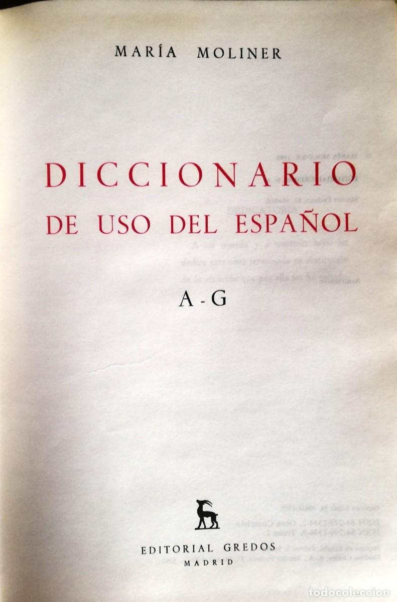 Diccionarios de segunda mano: DICCIONARIO DE USO DEL ESPA&Ntilde;OL MARIA MOLINER (1&ordf; ED.) (2 VOLS.)
