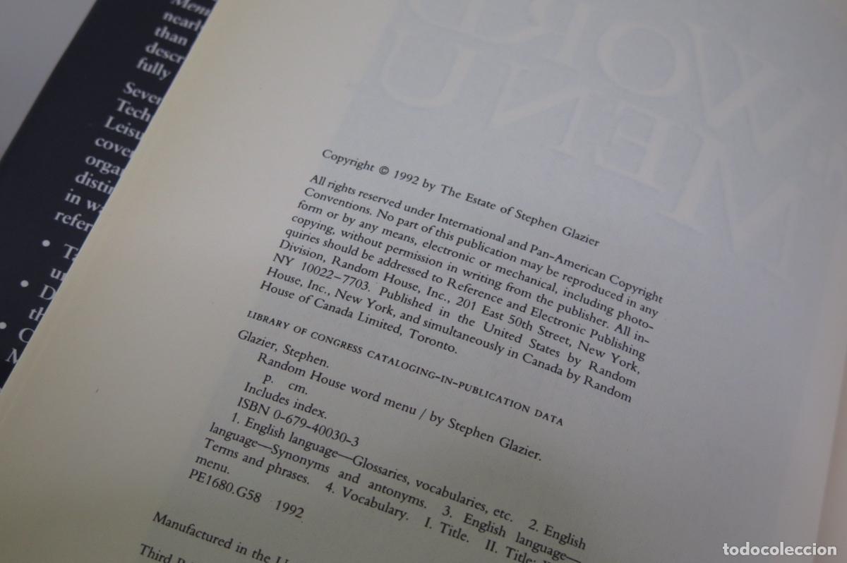 Diccionarios de segunda mano: Random House Word Menu. Stephen Glazier - Foto 2