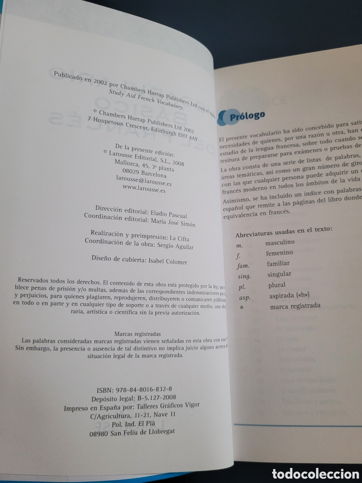 Diccionarios de segunda mano: VOCABULARIO BASICO DEL FRANCES LAROUSSE 2008 - Foto 2