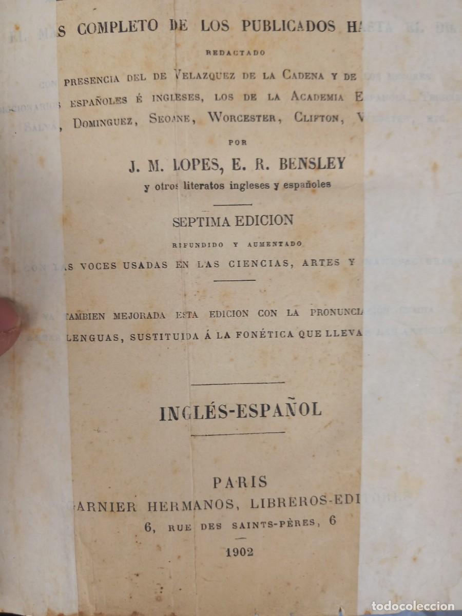 Diccionarios de segunda mano: Diccionario espa&ntilde;ol ingles 1902 - Foto 3