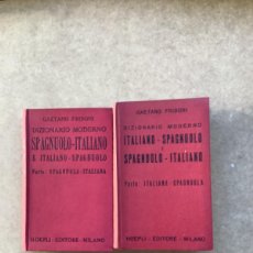 Diccionarios de segunda mano: DIZIONARIO MODERNO SPAGNUOLO . ITALIANO DOS TOMOS 1957 GAETANO FRISONI HOEPLI EDITORE