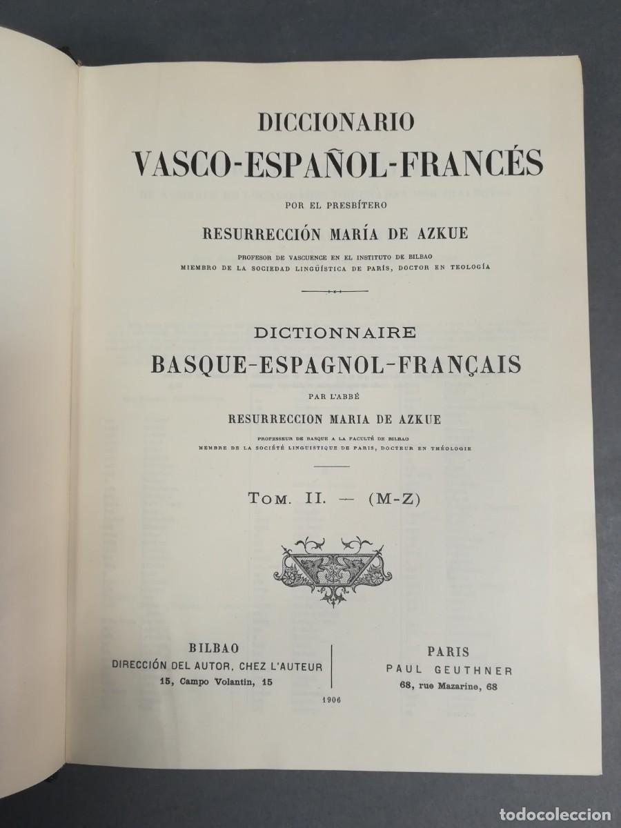 Diccionarios de segunda mano: DICCIONARIO VASCO FRANCES ESPA&Ntilde;OL - Foto 8