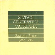 Diccionarios de segunda mano: SINTAXI GENERATIVA CATALANA (CATALÁN)