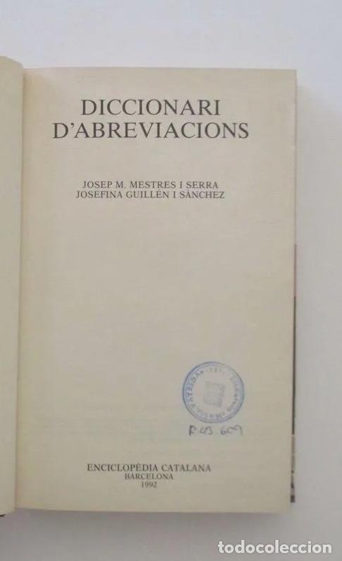 Diccionarios de segunda mano: DICCIONARI DABREVIACIONS - Foto 2