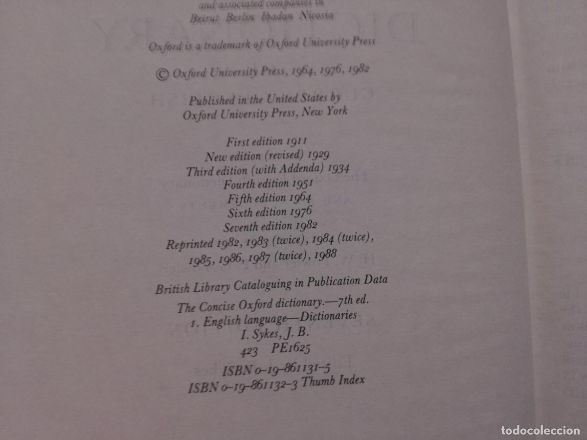 Diccionarios de segunda mano: LIBRO - DICCIONARIO INGLES - THE CONCISE OXFORD DICTIONARY - Foto 3