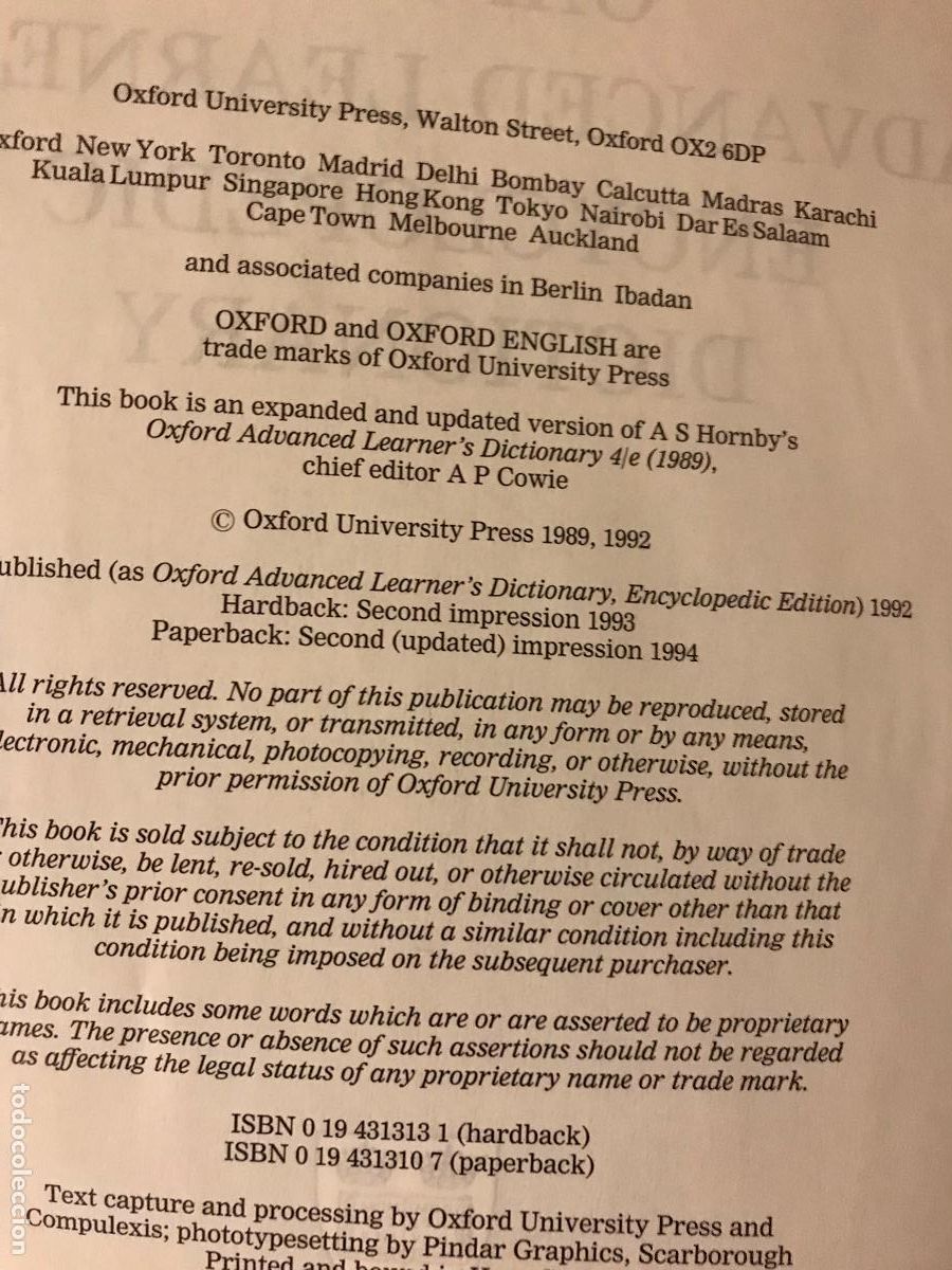Diccionarios de segunda mano: Oxford. Advanced Learners Encyclopaedic Dictionary. - Foto 3