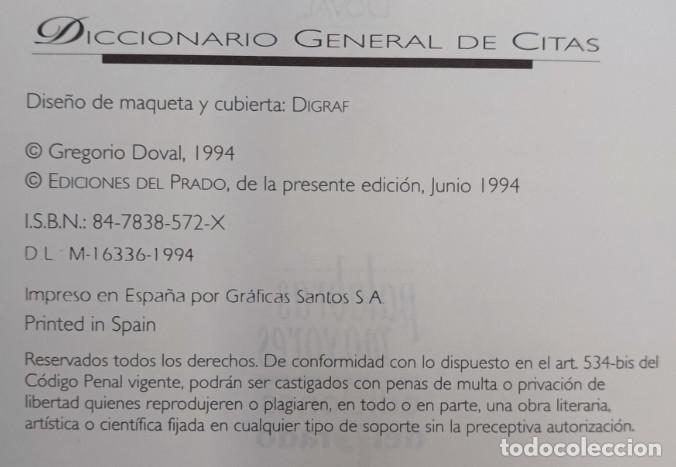 Diccionarios de segunda mano: DICCIONARIO GENERAL DE CITAS, GREGORIO DUVAL, EDICIONES DEL PRADO 1994, LIBRO - Foto 4