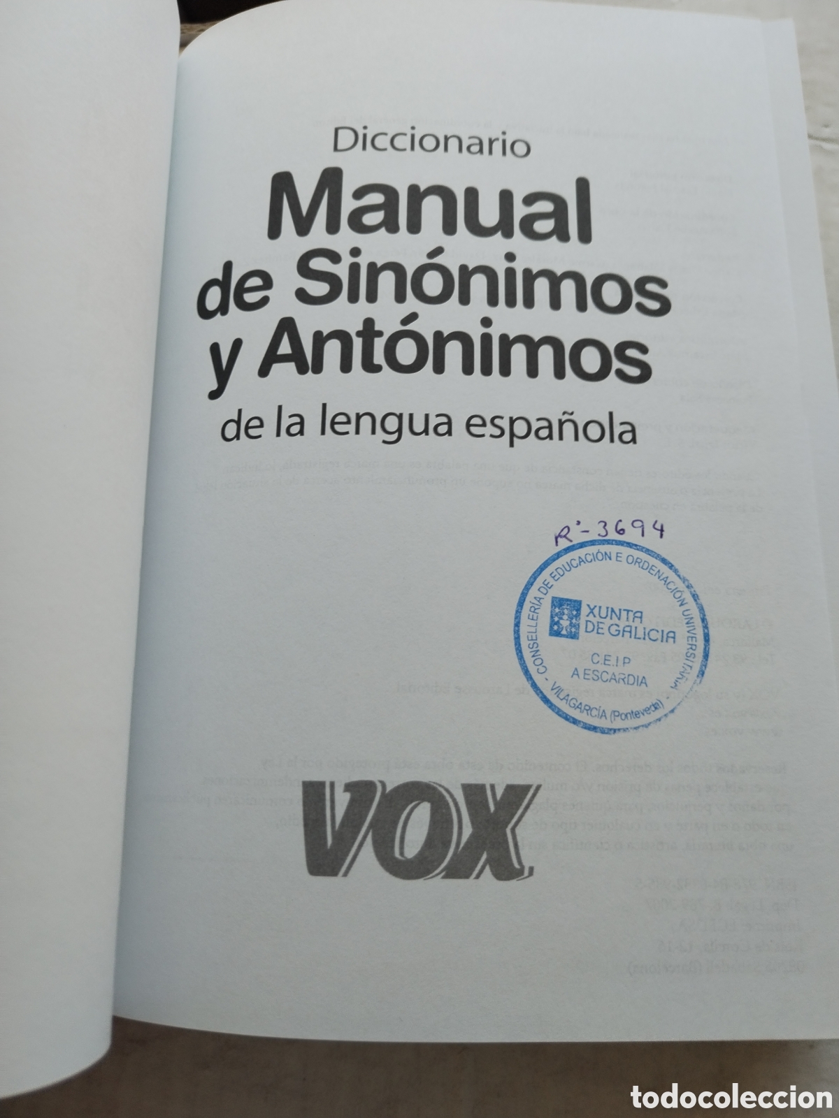 Diccionarios de segunda mano: MANUAL DE SIN&Oacute;NIMOS Y ANTONIMOS/VOX - Foto 2