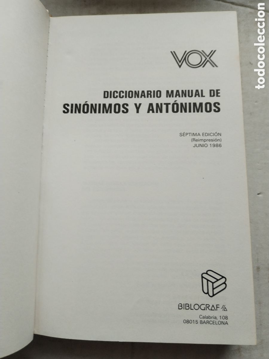Diccionarios de segunda mano: SIN&Oacute;NIMOS Y ANTONIMOS/VOX - Foto 2