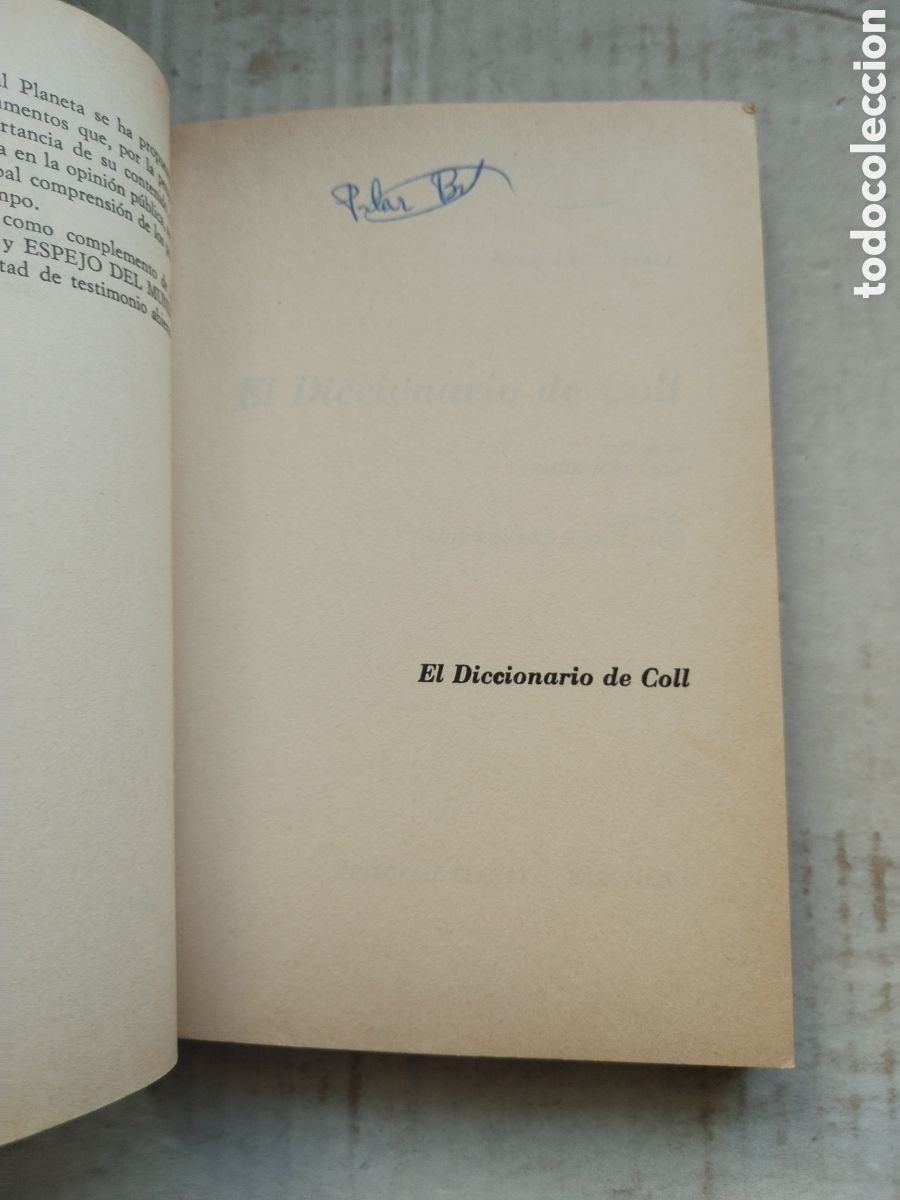 Diccionarios de segunda mano: DICCIONARIO DE COLL/JOS&Eacute; LU&Iacute;S COLL - Foto 2
