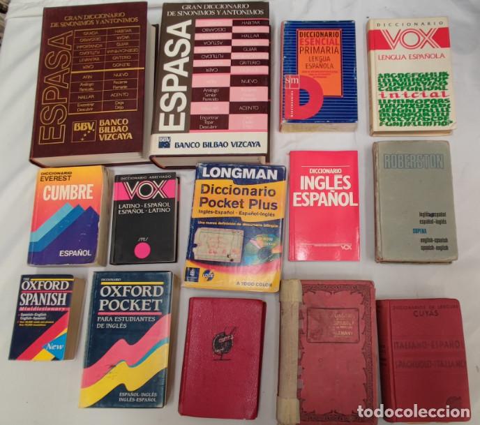 Diccionarios de segunda mano: LOTE DE LA 14 DICCIONARIOS DIVERSOS, ITALIANO, INGLES, ESPASA BBV, VOX, EVEREST, ETC.