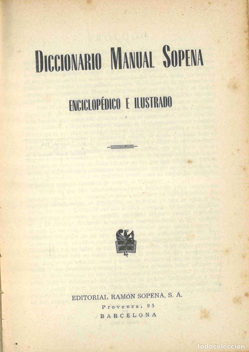 Diccionarios de segunda mano: Diccionario Manual Sopena. 1956. Enciclop&eacute;dico e ilustrado