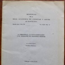 Libros de segunda mano: EMILIO BRUGALLA -LA BIBLIOFILIA, LA ENCUADERNACIÓN Y EL GRABADOR DE PEQUEÑOS HIERROS- 1977