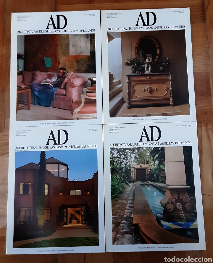 Second hand books: AD Architectural Digest, Las casas m&aacute;s bellas del mundo: n&uacute;meros 19, 22, 23 y 24. a&ntilde;o 1989.
