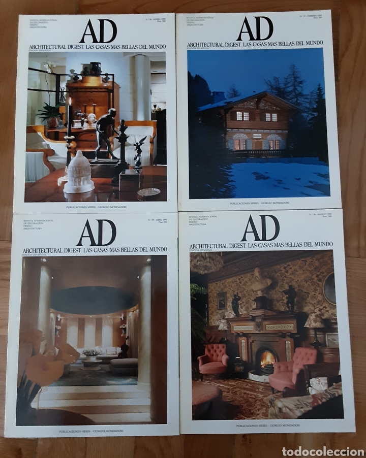 Second hand books: AD Architectural Digest, Las casas m&aacute;s bellas del mundo: n&uacute;meros 26, 27, 28 y 29. a&ntilde;o 1990.