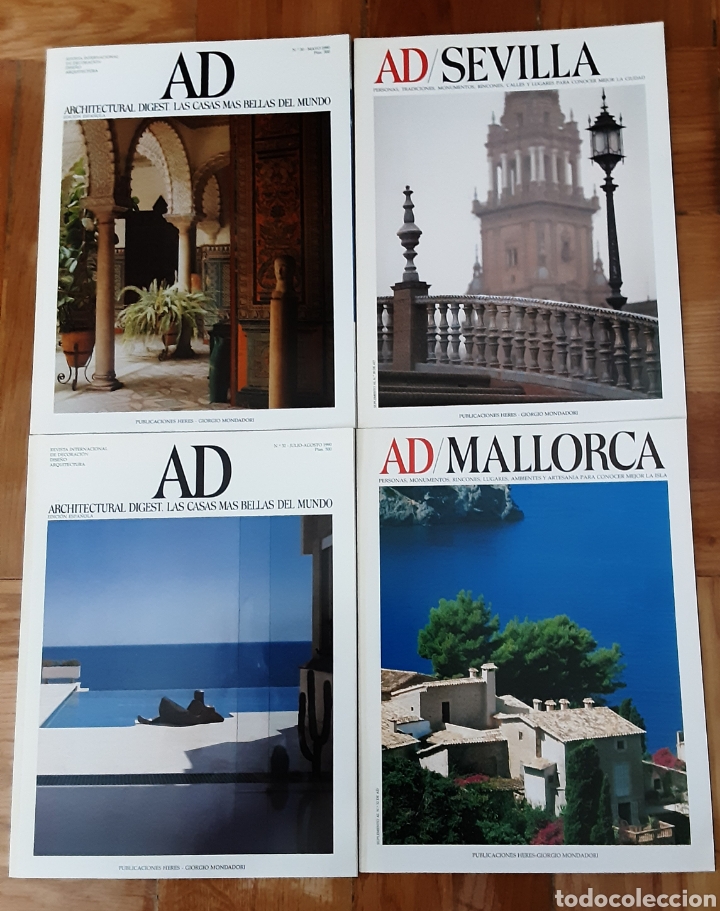Libri di seconda mano: AD Architectural Digest, Las casas m&aacute;s bellas del mundo: n&uacute;meros 30 y 32 con suplementos, a&ntilde;o 1990.