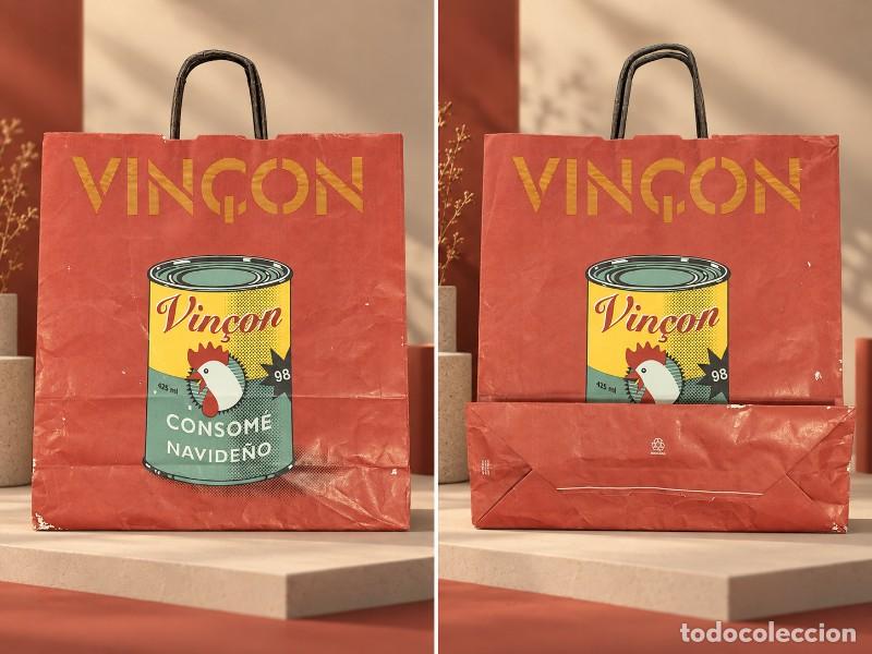 Libros de segunda mano: Vin&ccedil;on &ndash; Pati N&uacute;&ntilde;ez Associats &ndash; &ldquo;Consom&eacute; Navide&ntilde;o&rdquo; &ndash; Bolsa original Navidad 1997 &ndash; 48 &times; 45 cm