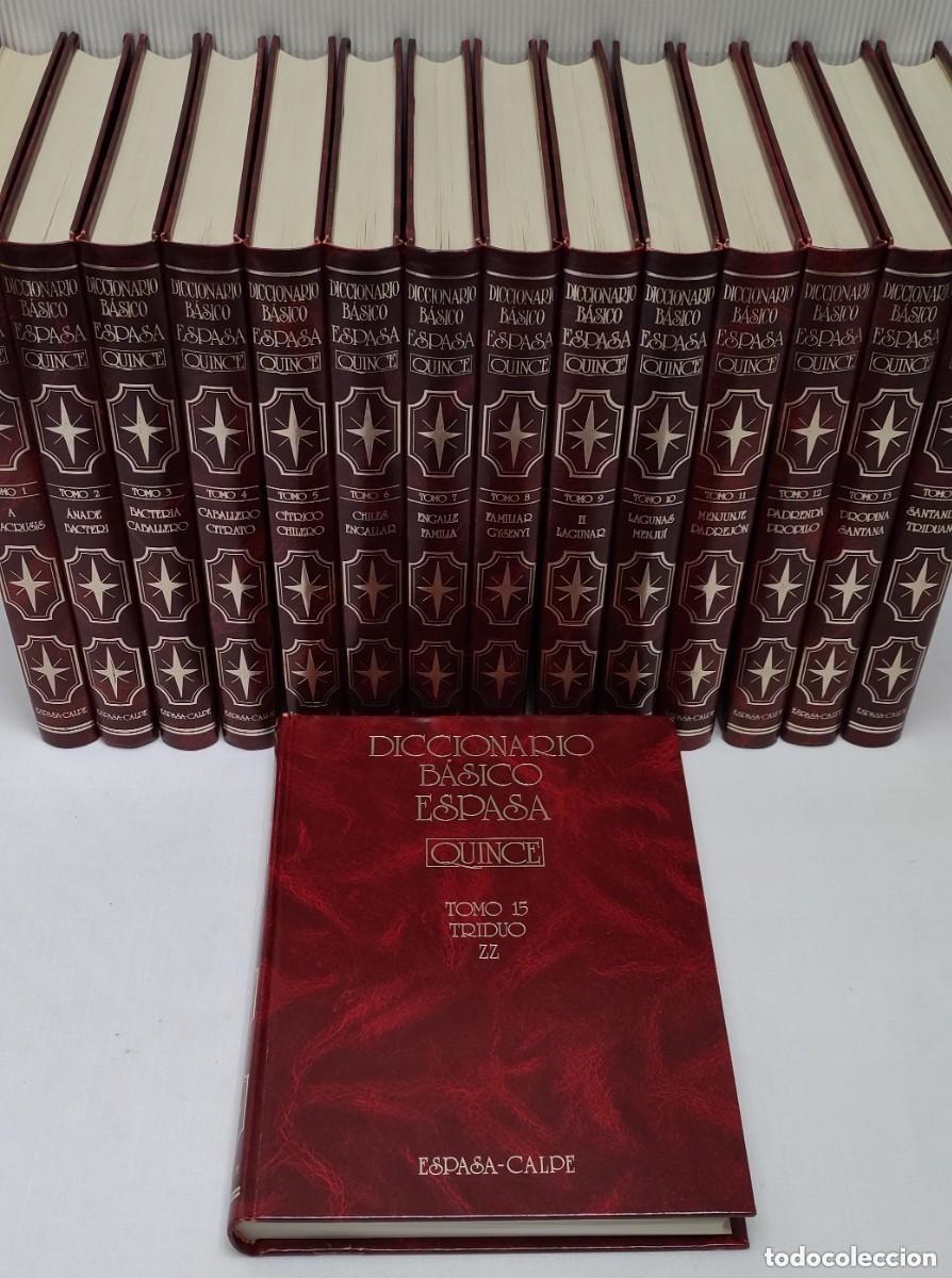 Enciclopedias de segunda mano: Diccionario B&aacute;sico Espasa Quince (Espasa Calpe, 1985) 17 tomos - 15 + 2 ap&eacute;ndices