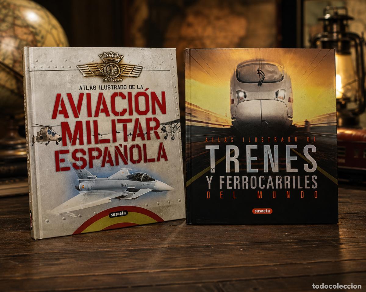 Enciclopedias de segunda mano: LOTE 2 ATLAS ILUSTRADOS SUSAETA &ndash; AVIACI&Oacute;N MILITAR ESPA&Ntilde;OLA + TRENES Y FERROCARRILES