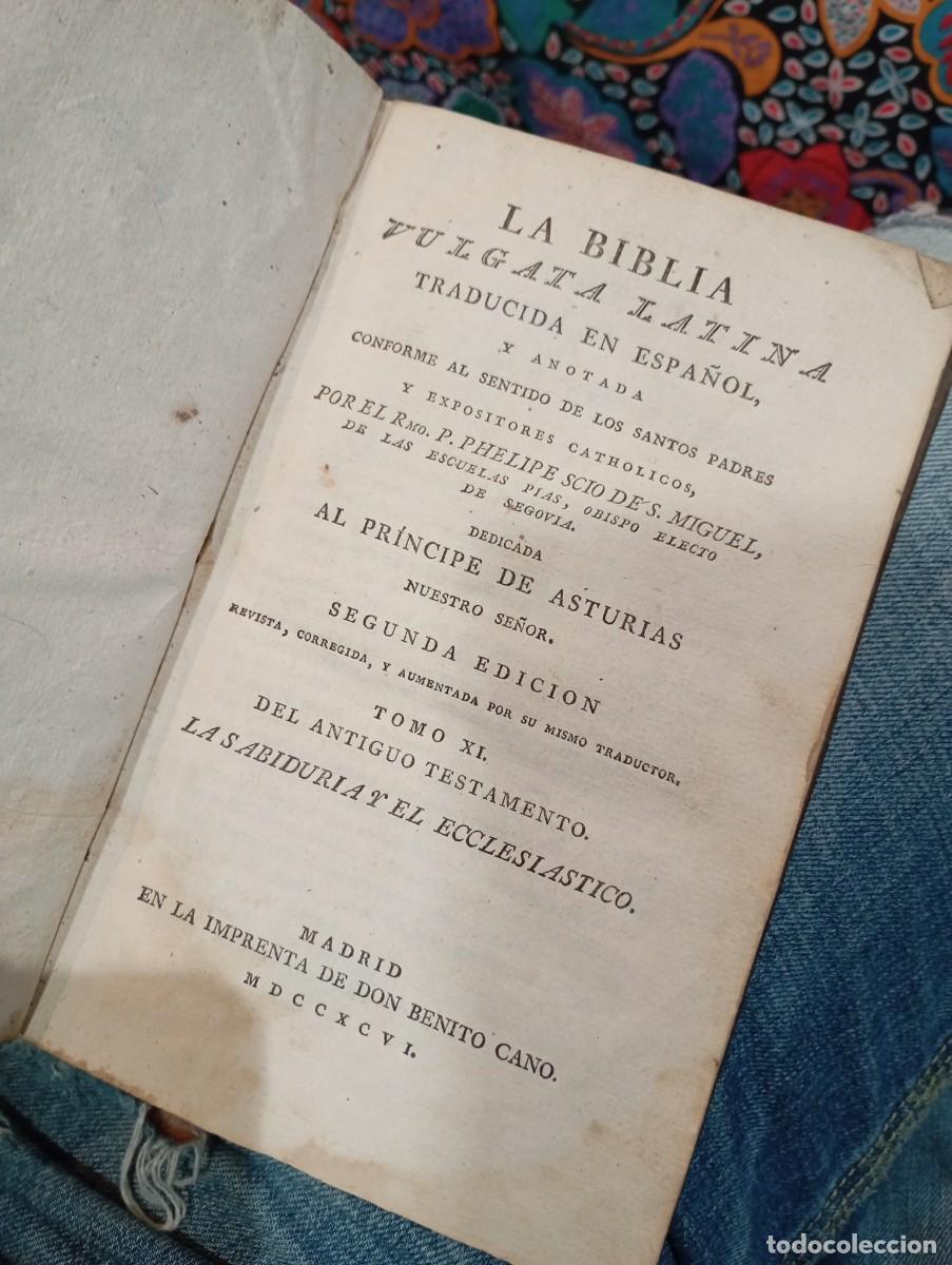 Enciclopedias de segunda mano: TOMO XI 1796 BIBLIA VULGATA SABIDURIA / ECLESI&Aacute;STICO
