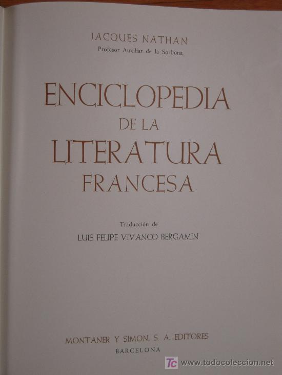 Libros de segunda mano: Enciclopedia de la literatura francesa / Jacques Nathan - Foto 2