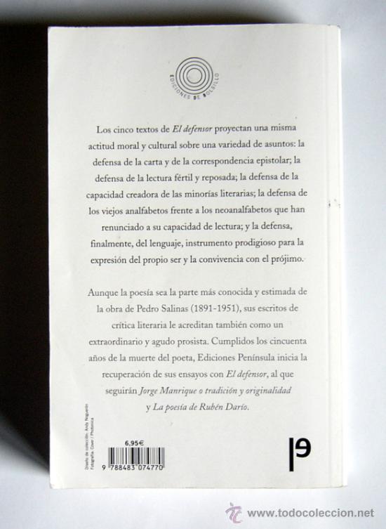 Libros de segunda mano: EL DEFENSOR - PEDRO SALINAS - CINCO TEXTOS DE CRITICA LITERARIA - Foto 2