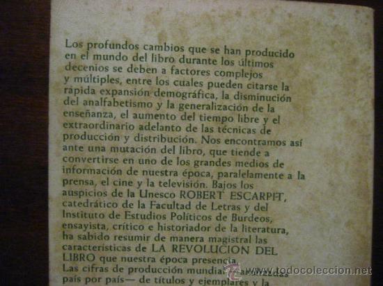 Libros de segunda mano: la revolucion del libro, robert escarpit, alianza ( BOLSILLO B1 - Foto 2