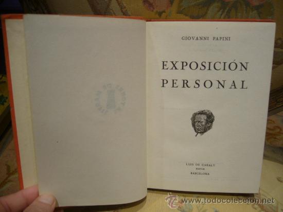 Libros de segunda mano: &rdquo;EXPOSICION PERSONAL&rdquo; DE GIOVANNI PAPINI. 1.953. - Foto 3
