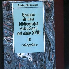 Libros de segunda mano: MARTI GRAJALES,,.,,ENSAYO DE UNA BIBLIOGRAFIA VALENCIANA DEL SIGLO XVIII, 2 TOMOS