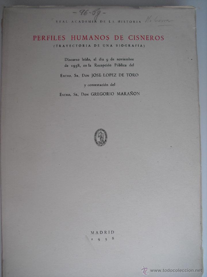 Libros de segunda mano: Perfiles humanos de Cisneros. Lopez de Toro, Jose. - Foto 1