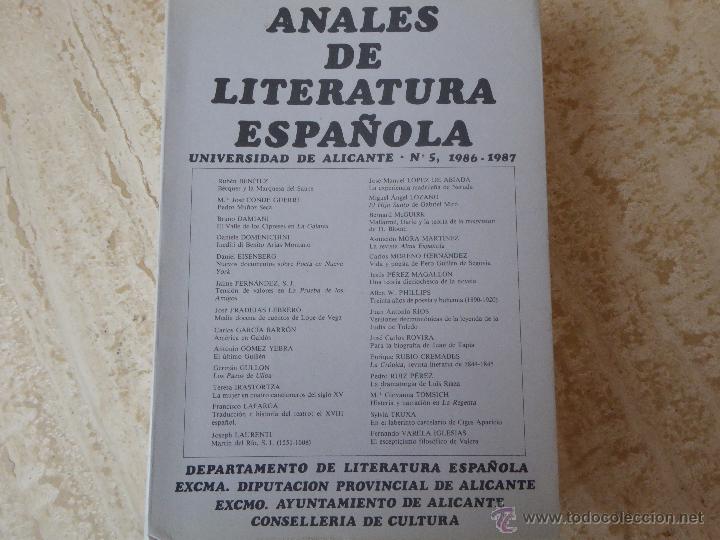 Libros de segunda mano: Anales de literatura espa&ntilde;ola. n&ordm; 5. 1986-87