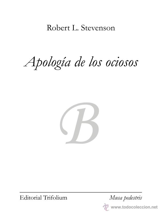 Libros de segunda mano: APOLOG&Iacute;A DE LOS OCIOSOS. ROBERT L. STEVENSON - Foto 1