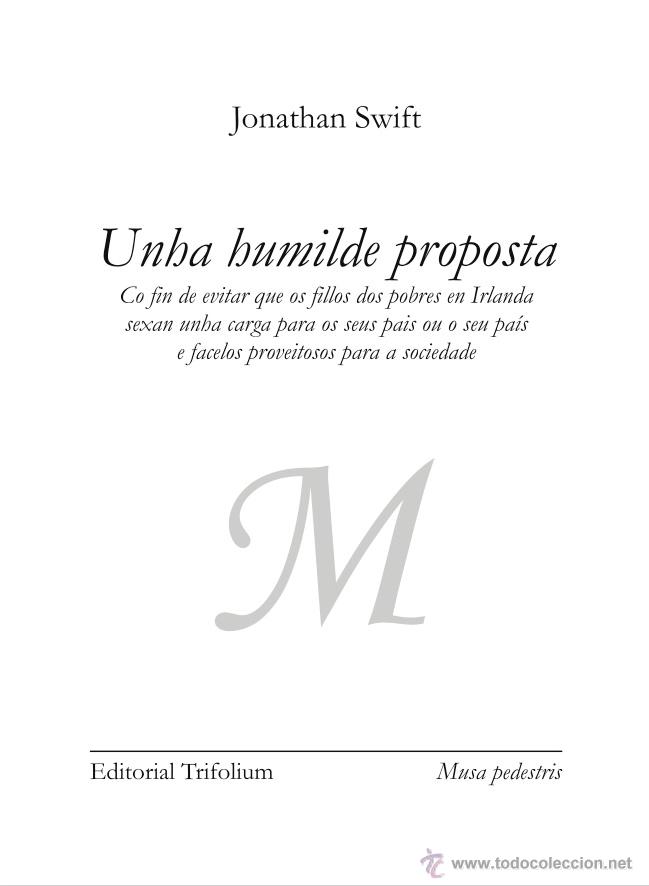 Libros de segunda mano: UNHA HUMILDE PROPOSTA. JONATHAN SWIFT - Foto 1
