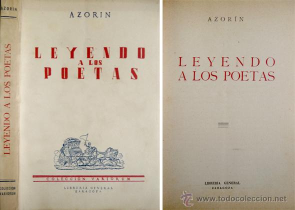 Libros de segunda mano: AZOR&Iacute;N. Leyendo a los poetas. 1944. - Foto 1