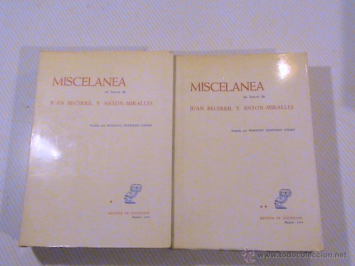 Libros de segunda mano: Miscelanea en honor de Juan Becerril y Ant&oacute;n-Miralles. (2 tomos) - Foto 1