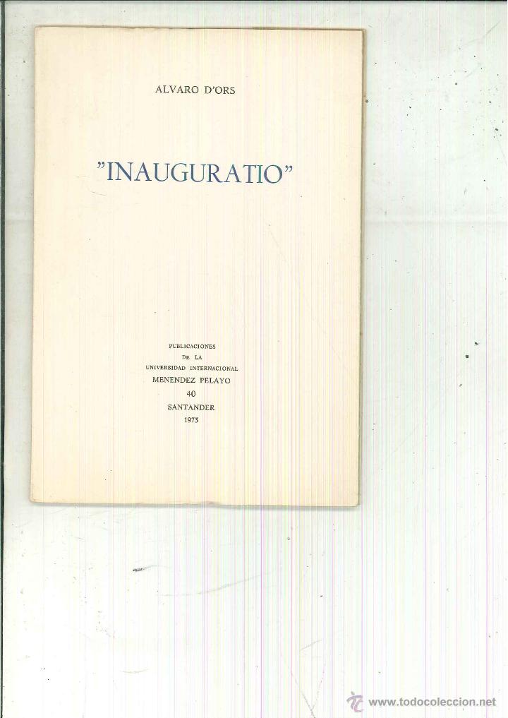 Libros de segunda mano: INAUGURATIO. Alvaro DOrs - Foto 1