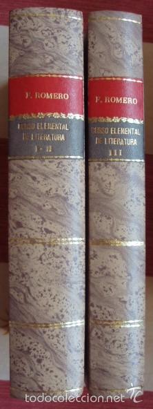 Second hand books: ROMERO: Curso Elemental de Literatura. Preceptiva de los g&eacute;neros literarios. Historia literaria