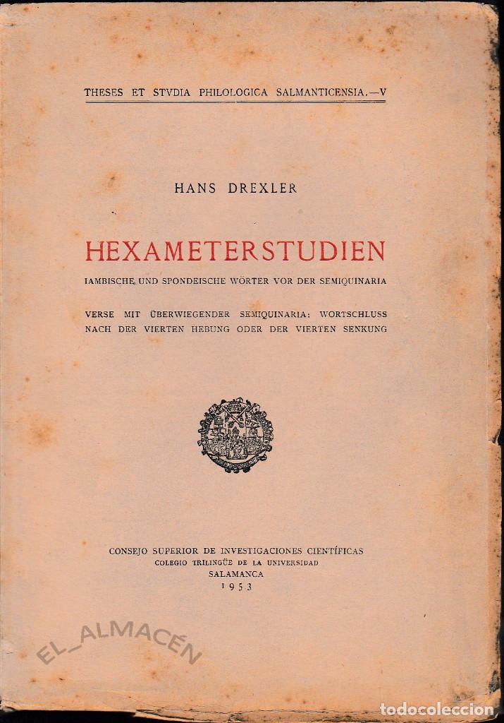 Libros de segunda mano: HEXAMETERSTUDIEN (HANS DREXLER 1953) SIN USAR - Foto 1