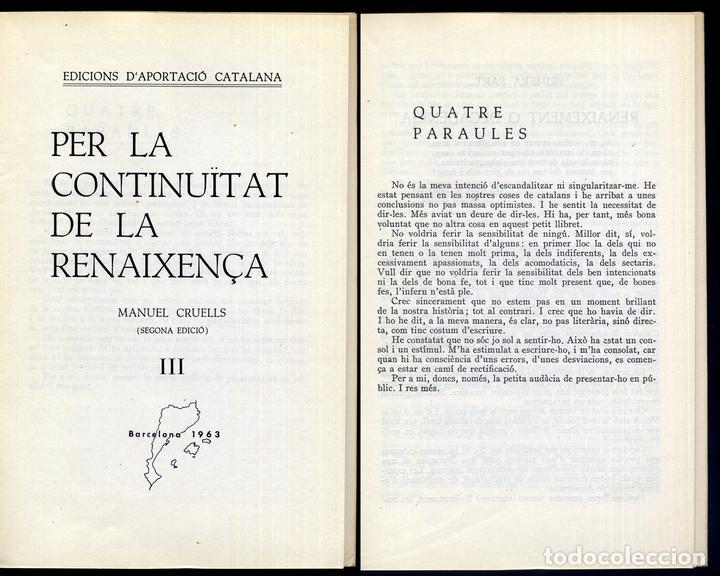 Libros de segunda mano: CRUELLS, Manuel.  Per la continuitat de la Renaixen&ccedil;a.  1963. - Foto 2