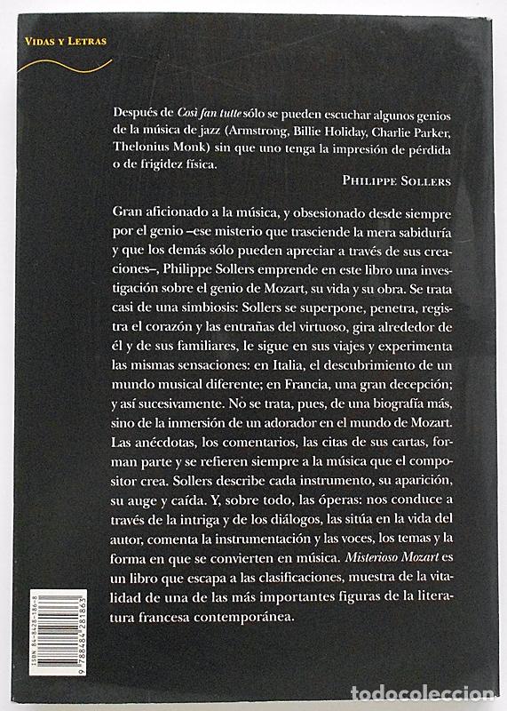 Libros de segunda mano: Misterioso Mozart - Philippe Sollers - Alba (2003) COMO NUEVO - Foto 2