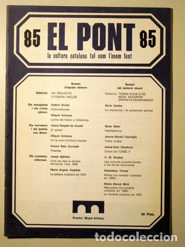 Libros de segunda mano: EL PONT. N&uacute;m 85 - Barcelona - Foto 1