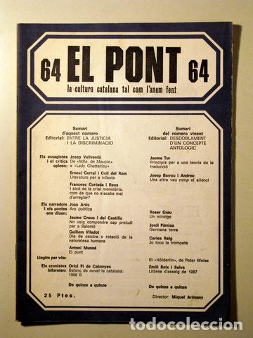Libros de segunda mano: EL PONT. N&uacute;m 64 - Barcelona - Foto 1