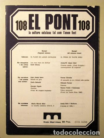 Libros de segunda mano: EL PONT. N&uacute;m 108 - Barcelona - Foto 1