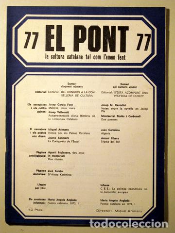 Libros de segunda mano: EL PONT. N&uacute;m 77 - Barcelona - Foto 1