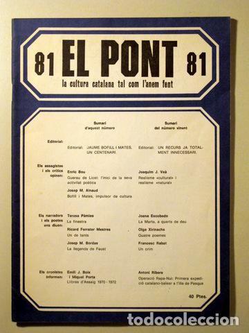 Libros de segunda mano: EL PONT. N&uacute;m 81 - Barcelona - Foto 1